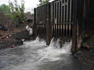 Paterson CSO pours sewage into the Passaic River.