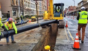 Water main construction new pipe